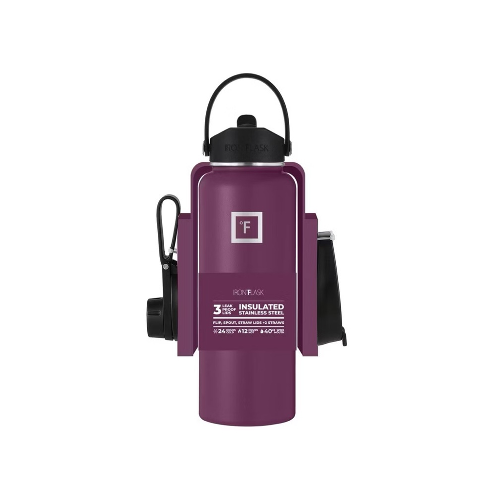 Iron Flask Stainless Steel Insulated Tumbler with 3 leak proof lids NWT